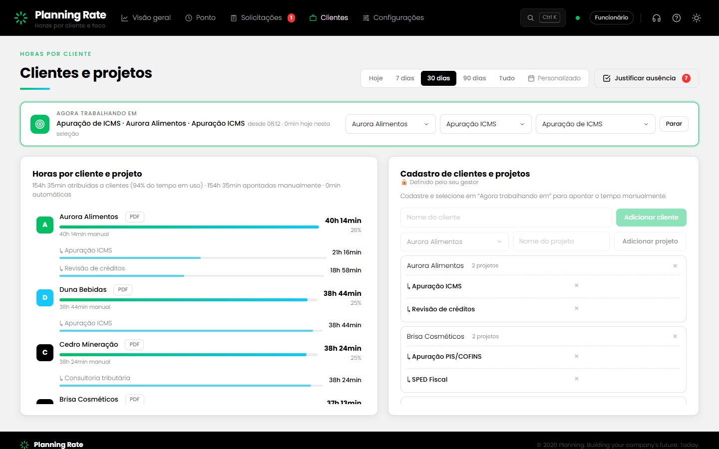 Clientes e projetos: Clientes e projetos